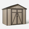 Abri de jardin 183 x 122 x 201 cm en résine beige et marron à double porte