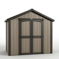 Abri de jardin 185 x 110 x 190 cm en résine taupe et anthracite à double porte