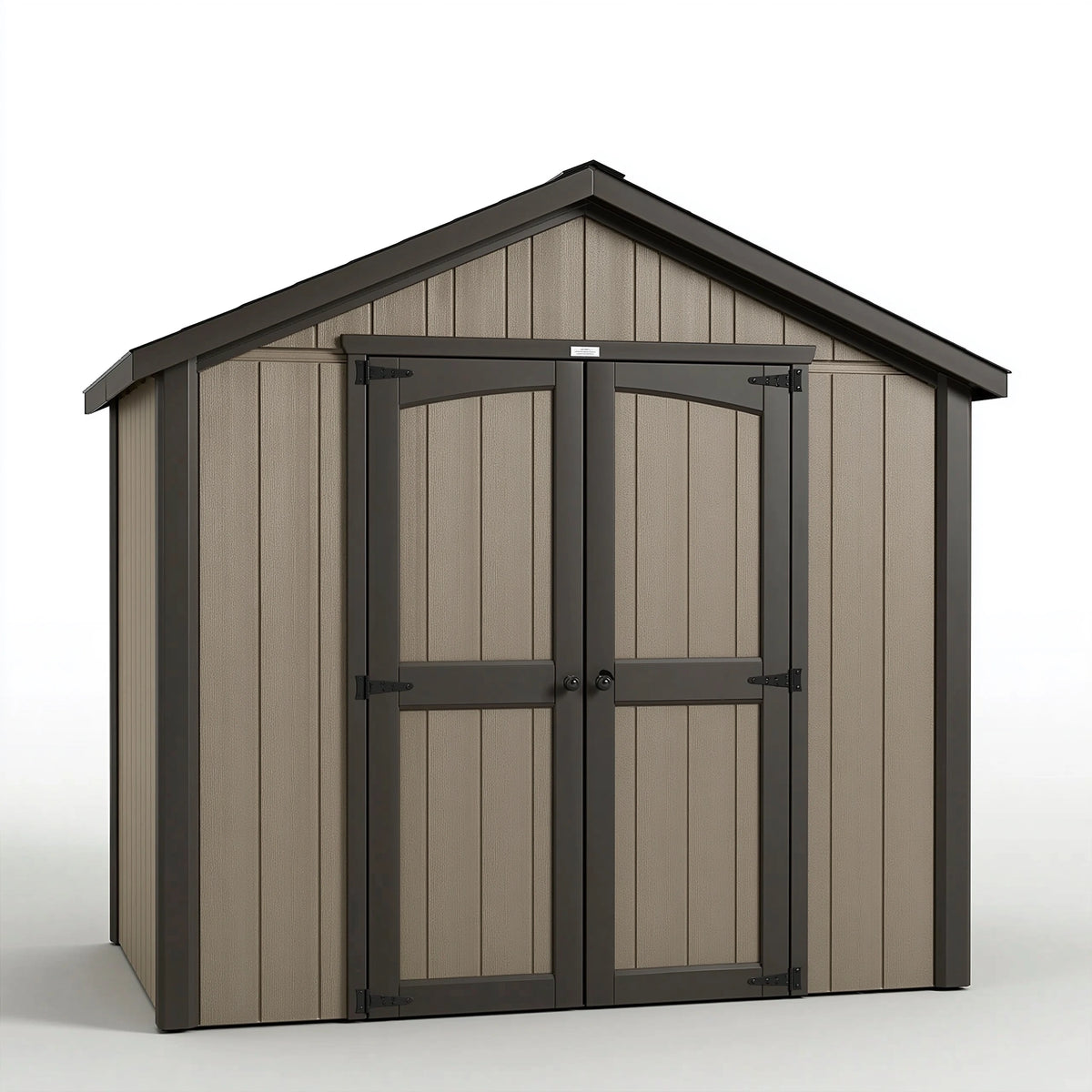 Abri de jardin 185 x 110 x 190 cm en résine taupe et anthracite à double porte