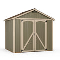 Abri de jardin 180 x 120 x 200 cm en résine vert olive beige avec double porte style grange