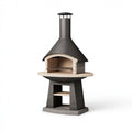 Barbecue de jardin diamètre 100 cm acier noir avec foyer en briques style cheminée
