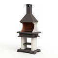 Barbecue cheminée 120 x 70 x 220 cm en métal et briques noir blanc pour extérieur