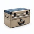 Mallette de rangement 45 x 30 x 25 cm en métal beige bleu avec fermoirs style industriel
