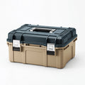 Mallette de rangement 48 cm en plastique beige et bleu avec poignée et fermoirs
