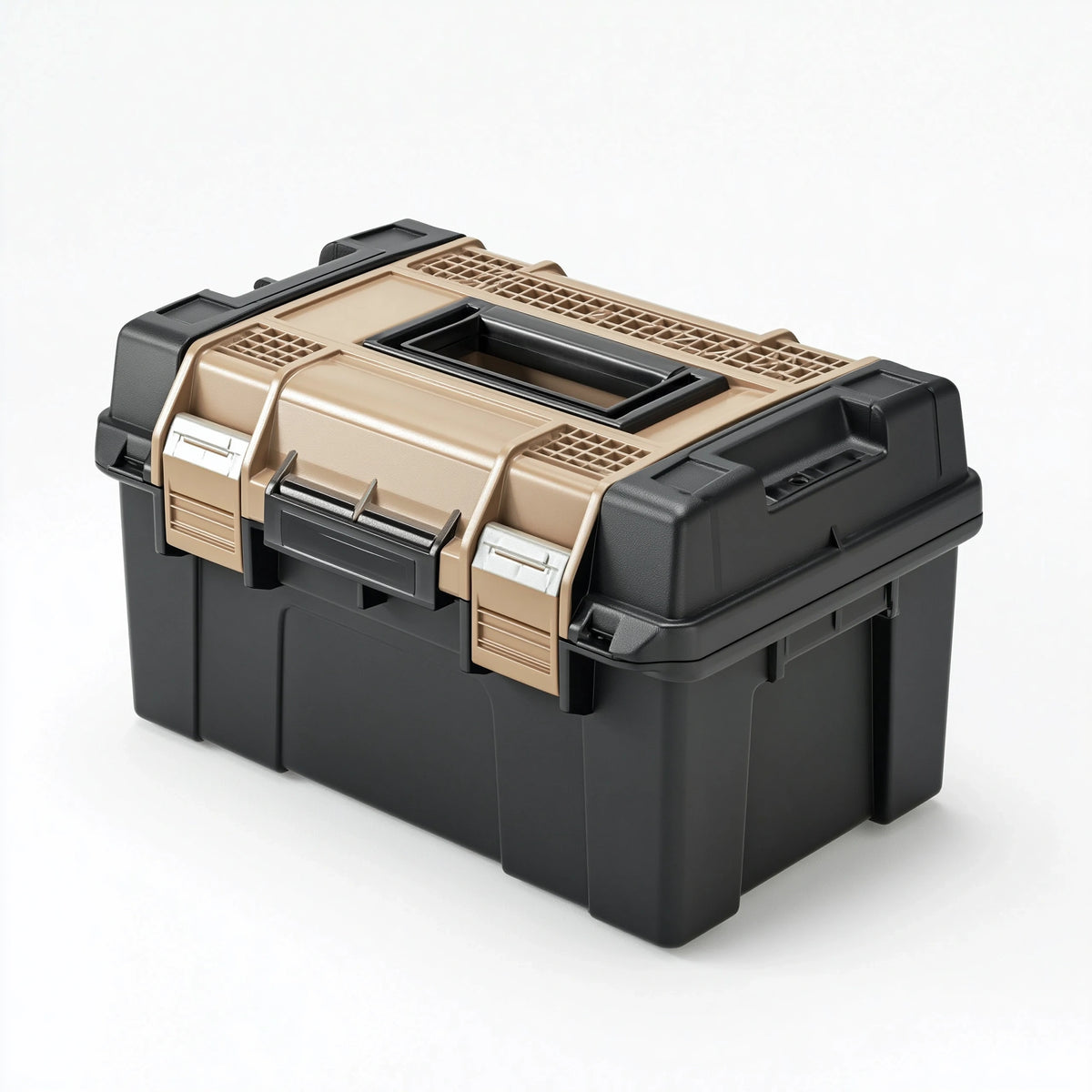 Boîte à outils 50 cm en plastique noir/beige avec organiseur amovible