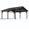 Abri voiture 600 x 300 x 270 cm acier noir toit incliné extérieur