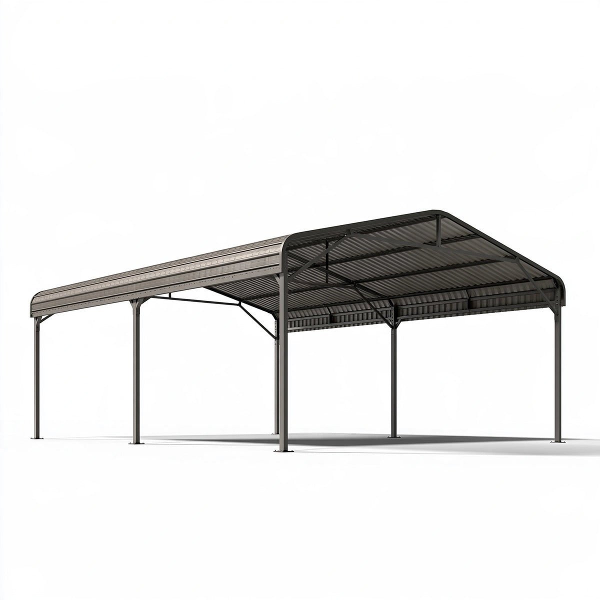Carport 600 x 300 x 270 cm en acier gris anthracite avec toiture ondulée - abri pour véhicule