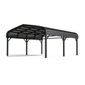 Abri voiture 600 x 300 x 270 cm en acier noir avec toiture cintrée pour extérieur