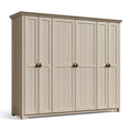 Armoire 270 x 60 x 220 cm décor bois beige à 6 portes style classique