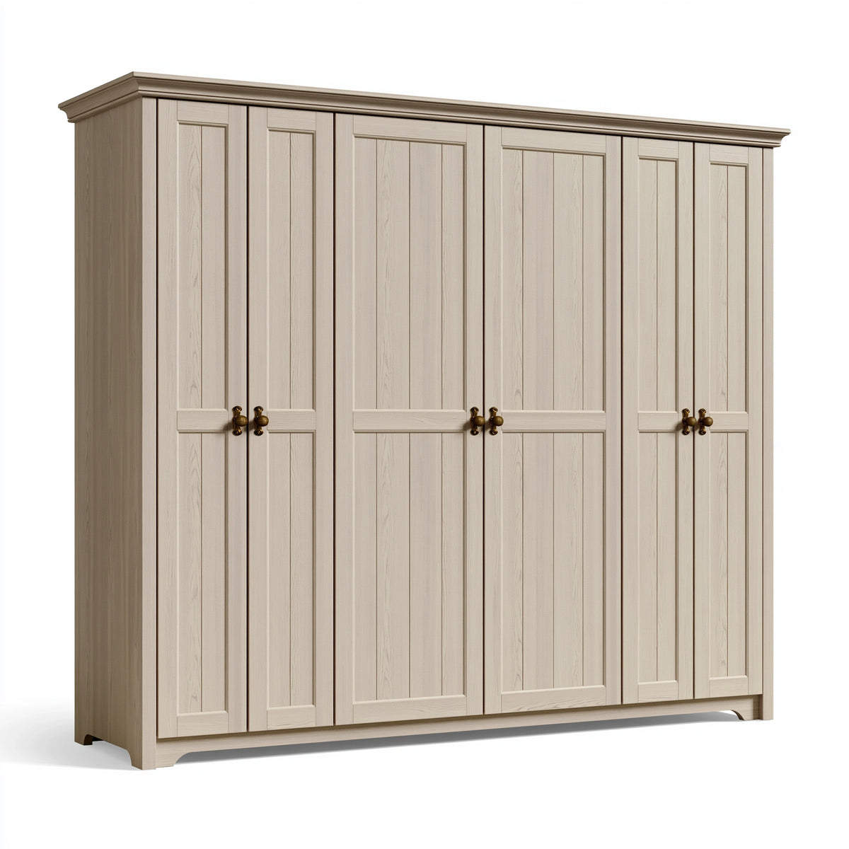 Armoire 270 x 60 x 220 cm décor bois beige à 6 portes style classique