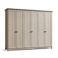 Armoire 6 portes 300 x 60 x 220 cm en bois beige clair style classique