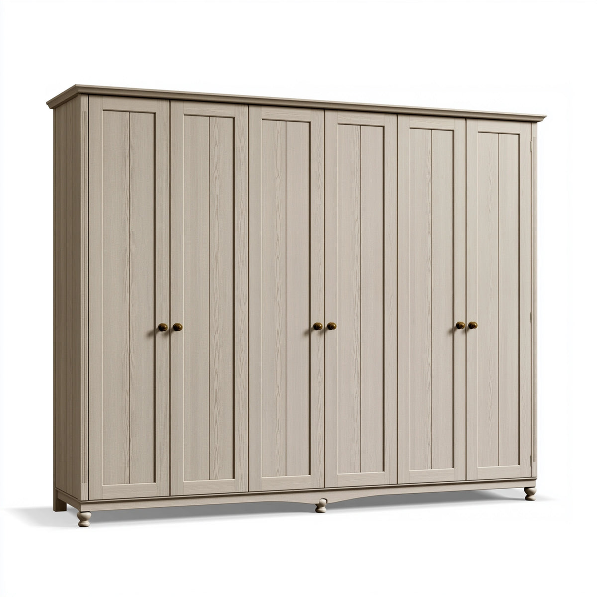 Armoire 6 portes 300 x 60 x 220 cm en bois beige clair style classique