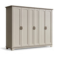 Armoire 6 portes 240 x 60 x 220 cm en bois beige clair style classique rangement chambre