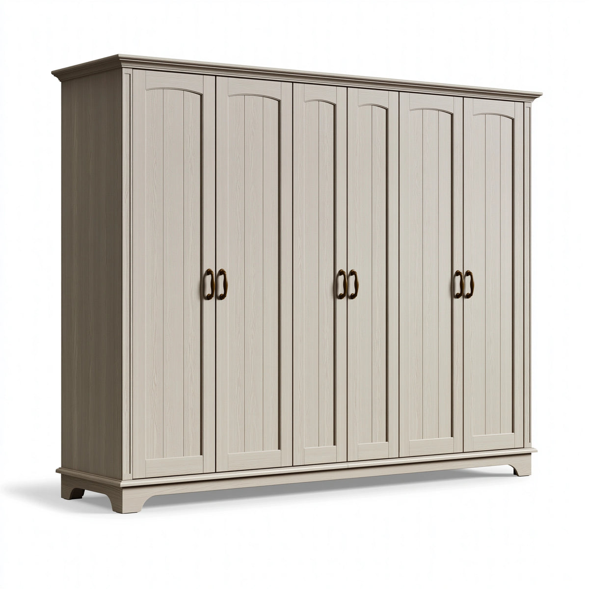 Armoire 6 portes 240 x 60 x 220 cm en bois beige clair style classique rangement chambre