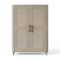 Armoire 100 x 50 x 180 cm en bois beige à 2 portes style classique