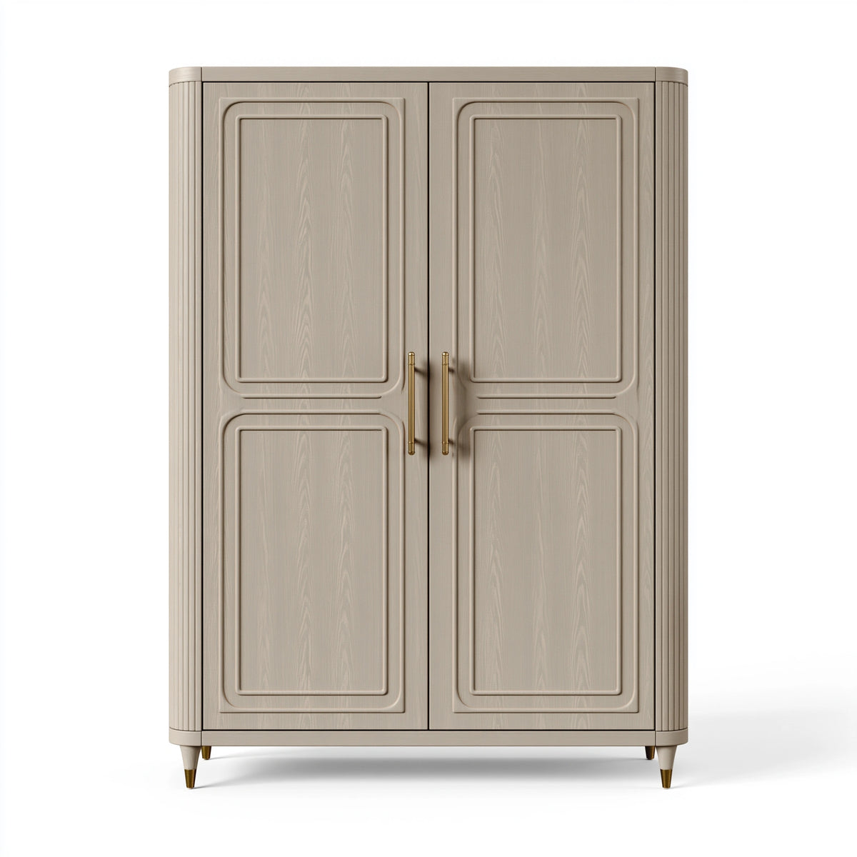 Armoire 100 x 50 x 180 cm en bois beige à 2 portes style classique