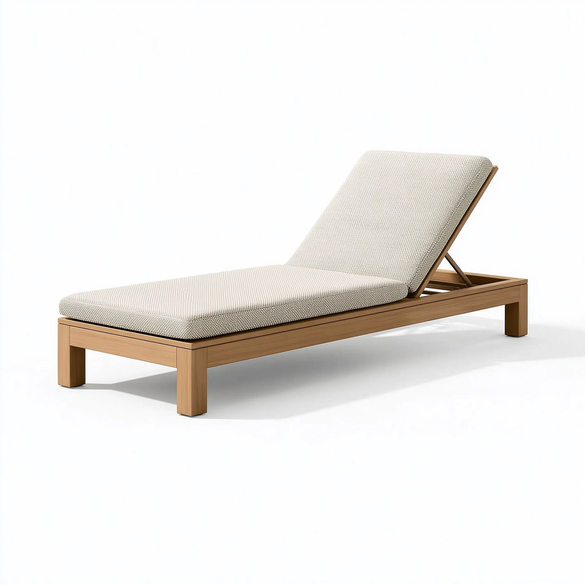 Chaise longue 200 x 70 cm en bois et tissu beige pour extérieur dossier réglable style contemporain