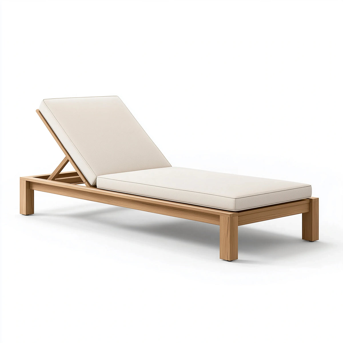 Chaise longue 200 x 70 cm en bois beige à dossier réglable pour extérieur