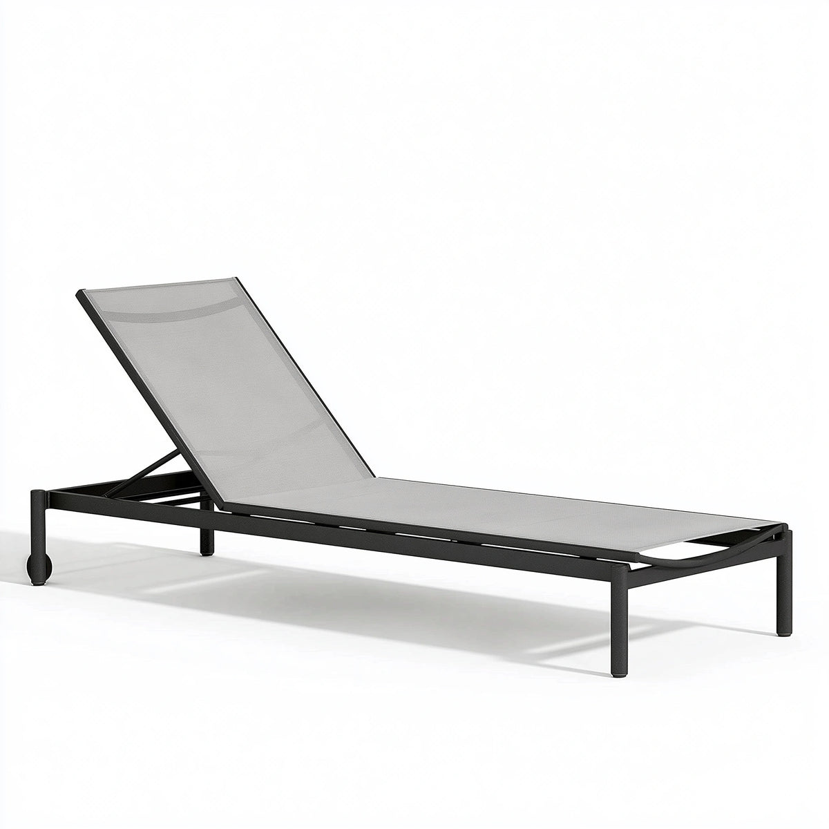 Bain de soleil 200 x 65 cm en acier et textilène gris réglable pour extérieur