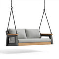 Balançoire de jardin 2 places 150 x 75 x 170 cm en métal bois et tissu gris style contemporain