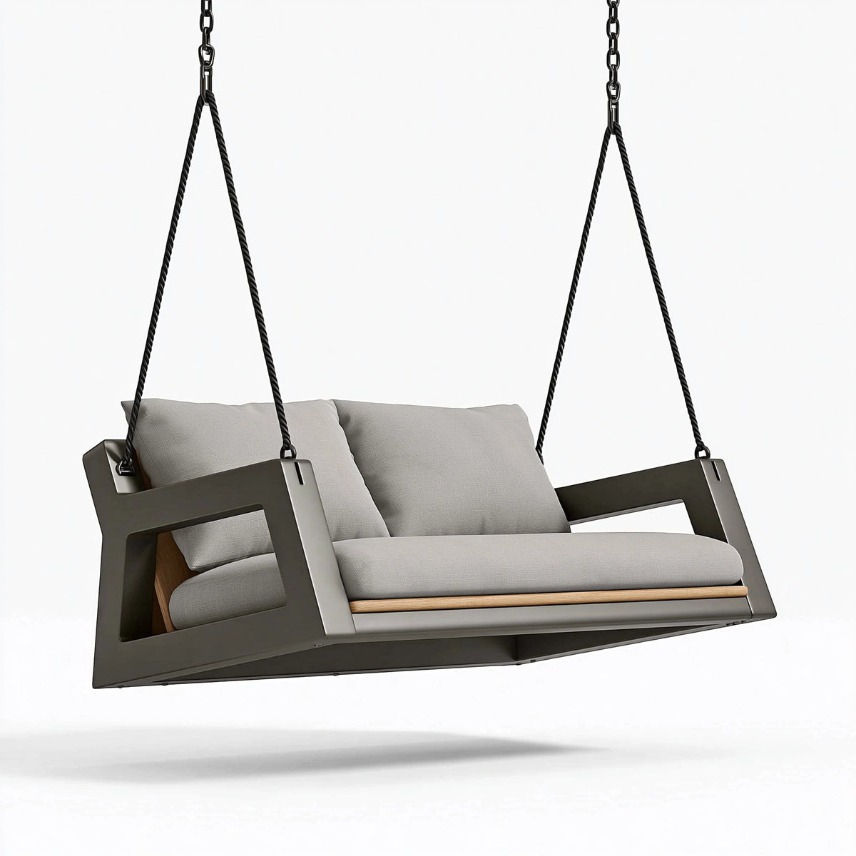 Balancelle suspendue 2 places 130 x 75 x 65 cm métal gris tissu style contemporain