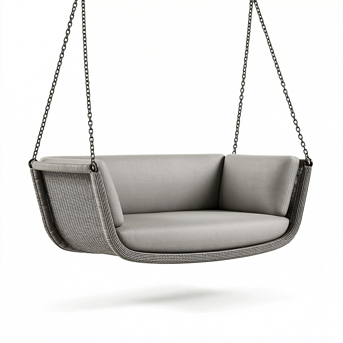 Balancelle suspendue 140 x 80 x 75 cm en corde tressée grise pour extérieur - assise deux places