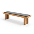 Banc 180 x 40 x 45 cm bois naturel et assise tissu gris style contemporain