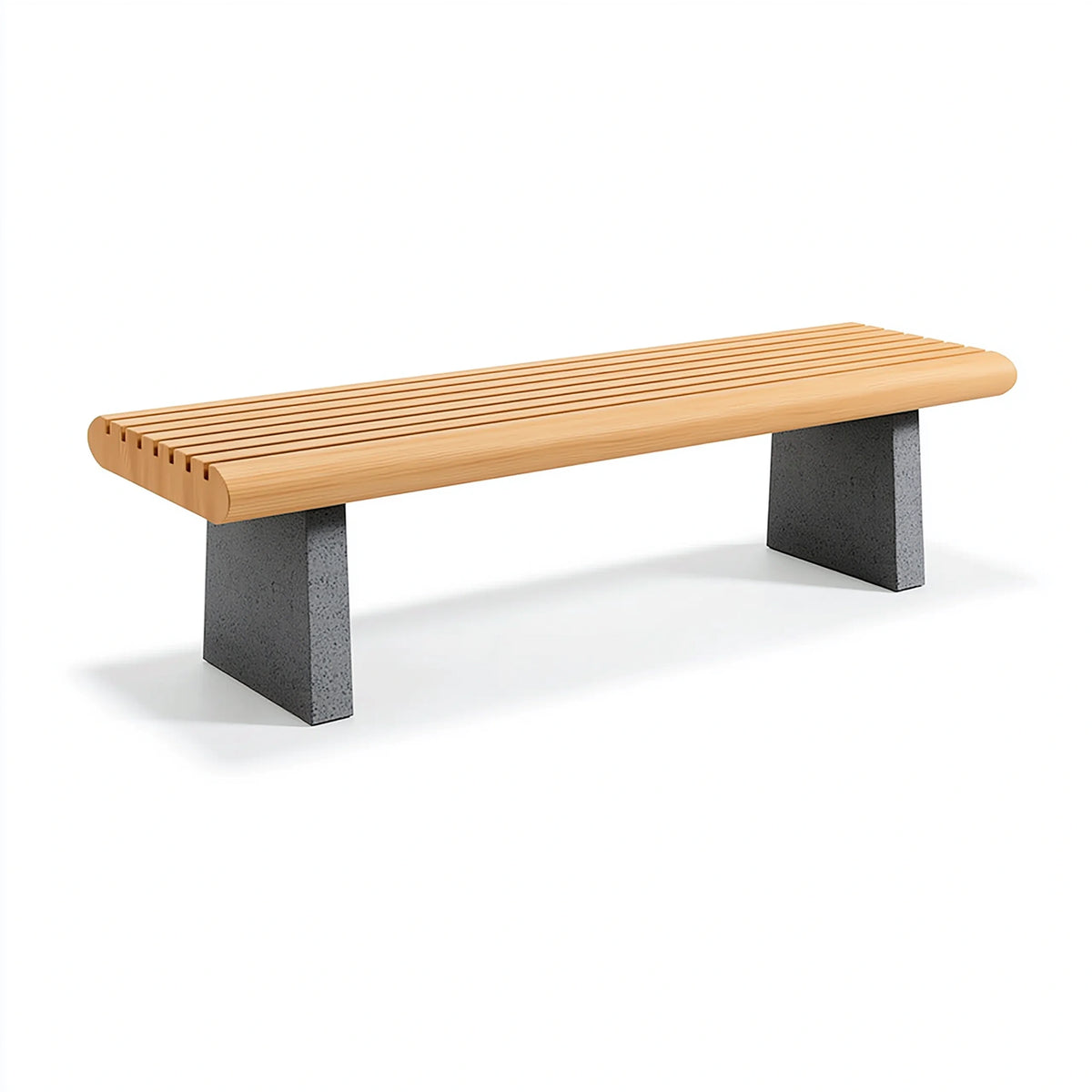 Banc de jardin 180 x 40 x 45 cm en bois naturel et béton gris à lattes