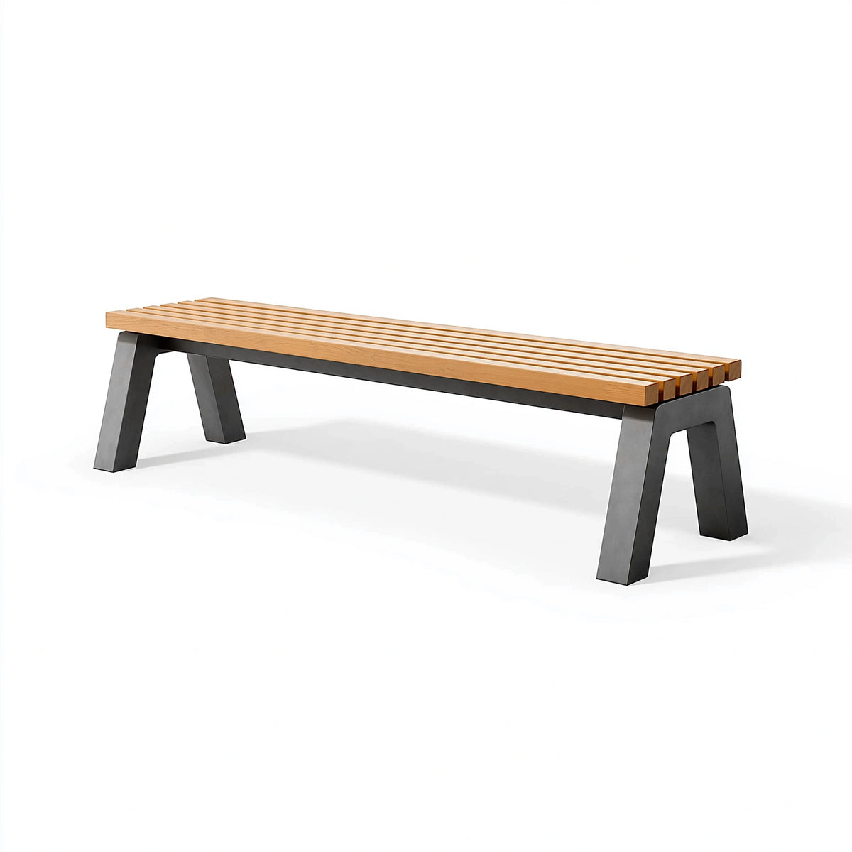 Banc 150 x 40 x 45 cm en bois et métal bois clair noir style industriel pour intérieur