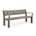 Banc de jardin 122 x 61 x 89 cm en métal brun à dossier floral style classique