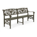 Banc de jardin 150 cm en métal bronze à motif floral style classique