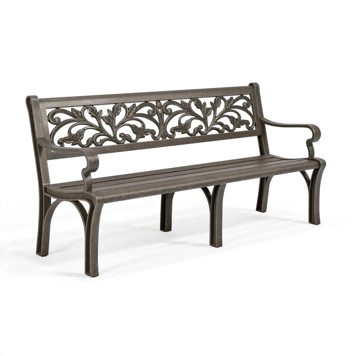 Banc de jardin 122 x 61 x 89 cm en aluminium brun style classique à deux places