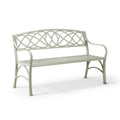 Banc de jardin 122 x 64 x 88 cm en métal vert sauge style entrelacé