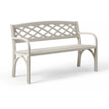 Banc de jardin 122 x 58 x 88 cm en résine beige à dossier treillis
