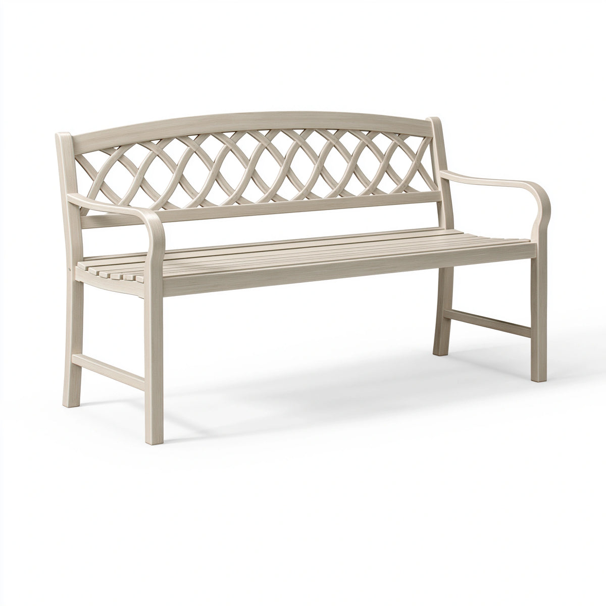 Banc de jardin 120 x 60 x 90 cm en plastique beige à dossier entrelacé